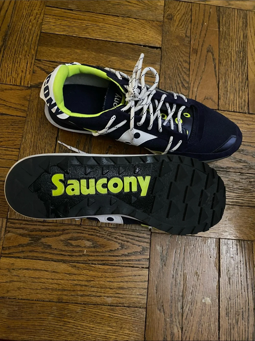 Saucony Navy with Neon Yellow Accent Running Shoe - Picture 4 of 5
